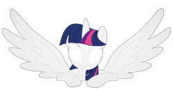 Size: 820x429 | Tagged: safe, twilight sparkle, alicorn, pony, g4, emoticlone, female, glowing, glowing eyes, horn, mare, simple background, smiling, spread wings, transparent background, twilight sparkle (alicorn), wings