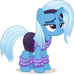 Size: 3665x3674 | Tagged: safe, artist:anime-equestria, trixie, pony, unicorn, g4, 80s, alternate hairstyle, clothes, female, headband, high res, horn, leg warmers, lidded eyes, mare, shorts, simple background, smiling, solo, transparent background, vector, workout outfit