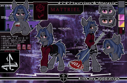 Size: 5000x3253 | Tagged: safe, artist:midnightflight, oc, oc only, oc:mattriel, earth pony, pony, absurd file size, aesthetics, alcohol, belt, bipedal, clothes, commission, dress, earth pony oc, error, glass, glitch, glitch art, reference sheet, road sign, shirt, stop sign, wine, wine glass