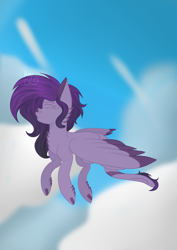 Size: 2480x3508 | Tagged: safe, artist:thecommandermiky, oc, oc:miky command, cat, cat pony, original species, pegasus, pony, flying, high res, sky, solo, spread wings, wings