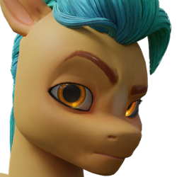 Size: 474x474 | Tagged: safe, artist:thatonegib, hitch trailblazer, earth pony, pony, g5, 3d, blender, blender cycles, bust, dwayne johnson, emoji, frown, looking at you, male, meme, raised eyebrow, simple background, solo, stallion, transparent background