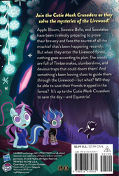 Size: 750x1105 | Tagged: safe, ambermoon, lilymoon, pony, unicorn, g4, journey to the livewood, my little pony: ponyville mysteries, official, barcode, book, female, filly, foal, livewood forest, mind control, no pupils, text, wide eyes