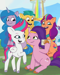 Size: 600x750 | Tagged: safe, screencap, hitch trailblazer, izzy moonbow, pipp petals, sunny starscout, zipp storm, earth pony, pegasus, pony, unicorn, g5, my little pony: tell your tale, :p, adorapipp, adorazipp, animated, cellphone, commercial, cute, female, gif, grin, group, hitchbetes, izzybetes, male, mane five, mane stripe sunny, mare, my little pony logo, one eye closed, open mouth, open smile, phone, quintet, raised eyebrow, royal sisters (g5), selfie, siblings, sisters, smartphone, smiling, stallion, sunnybetes, tongue out, wink, youtube link
