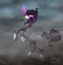 Size: 995x1024 | Tagged: safe, artist:kopykat, king sombra, pony, unicorn, g4, colored horn, curved horn, horn, male, solo, sombra eyes, sombra horn, stallion