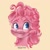 Size: 1024x1024 | Tagged: safe, artist:ilcerbiastrello, pinkie pie, earth pony, pony, g4, female, orange background, simple background, solo