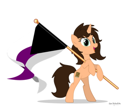 Size: 1280x1110 | Tagged: safe, artist:small-brooke1998, oc, oc only, oc:small brooke, pony, unicorn, base used, bipedal, demisexual pride flag, holding a flag, pride, pride flag, pride month, simple background, solo, transparent background