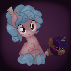 Size: 2000x2000 | Tagged: safe, artist:candy meow, cozy glow, twilight sparkle, pegasus, pony, g4, doll, female, filly, foal, high res, innocent, plushie, solo, toy, twilight sparkle plushie, x eyes