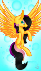 Size: 600x1024 | Tagged: safe, artist:prettyshinegp, oc, oc only, pegasus, pony, abstract background, female, mare, pegasus oc, signature, solo, spread wings, wings