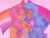 Size: 2048x1536 | Tagged: safe, artist:latiatonta, izzy moonbow, sunny starscout, human, g5, bisexual pride flag, dark skin, eyes closed, female, holding hands, humanized, lesbian, lesbian pride flag, pride, pride flag, pride month