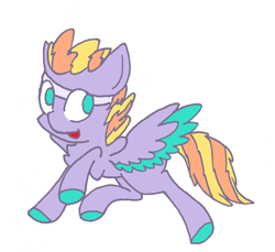 Size: 1980x1812 | Tagged: safe, artist:rainbowwing, oc, oc only, oc:tropico cyclo, pegasus, pony, chest fluff, male, no pupils, open mouth, pegasus oc, raised hoof, simple background, simplistic art style, solo, spread wings, white background, wings