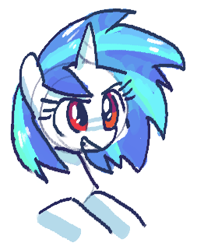 Size: 253x321 | Tagged: safe, artist:plunger, dj pon-3, vinyl scratch, pony, unicorn, g4, bust, eyebrows, female, horn, mare, open mouth, simple background, solo, teeth, white background, wrong eye color