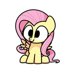 Size: 800x800 | Tagged: safe, artist:sugar morning, fluttershy, pegasus, pony, g4, chibi, cute, female, mare, shyabetes, simple background, sitting, solo, transparent background