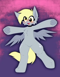 Size: 1640x2077 | Tagged: safe, artist:kittydog, derpy hooves, pegasus, semi-anthro, g4, arm hooves, blushing, choker, cute, derp, derpabetes, female, solo