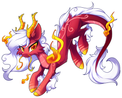 Size: 1260x1019 | Tagged: safe, artist:scarlet-spectrum, oc, oc only, dracony, dragon, eastern dragon, hybrid, fire, simple background, solo, transparent background