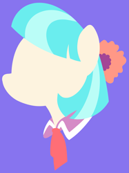 Size: 2119x2830 | Tagged: safe, artist:egor418, coco pommel, earth pony, pony, g4, bust, female, high res, lineless, mare, minimalist, no eyes, portrait, profile, purple background, simple background, solo