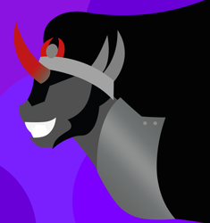 Size: 4207x4482 | Tagged: safe, artist:egor418, king sombra, pony, unicorn, g4, antagonist, bust, horn, lineless, male, minimalist, no eyes, portrait, profile, purple background, simple background, solo, stallion