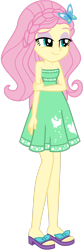 Size: 1024x3103 | Tagged: safe, artist:emeraldblast63, fluttershy, human, equestria girls, g4, alternate hairstyle, bare shoulders, clothes, dress, female, shoes, simple background, sleeveless, solo, strapless, transparent background, vector