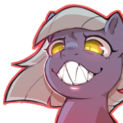 Size: 1159x1159 | Tagged: safe, artist:cold-blooded-twilight, limestone pie, earth pony, pony, g4, fangs, female, sharp teeth, simple background, smiling, solo, teeth, transparent background