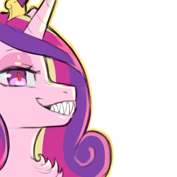 Size: 1159x1159 | Tagged: safe, artist:cold-blooded-twilight, part of a set, princess cadance, alicorn, pony, g4, body horror, chest fluff, fangs, female, sharp teeth, simple background, solo, teeth, transparent background