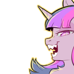 Size: 1159x1159 | Tagged: safe, artist:cold-blooded-twilight, part of a set, pony, cold blooded twilight, g4, chest fluff, female, looking at you, open mouth, sharp teeth, simple background, solo, teeth, transparent background