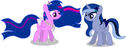 Size: 3990x1502 | Tagged: safe, artist:shutterflyeqd, oc, oc only, alicorn, pegasus, pony, ethereal mane, simple background, transparent background