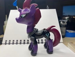 Size: 4032x3024 | Tagged: safe, artist:earthenpony, tempest shadow, pony, unicorn, g4, broken horn, craft, female, high res, horn, irl, mare, notebook, photo, sculpture, solo