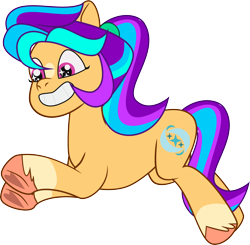 Size: 5296x5182 | Tagged: safe, artist:shootingstarsentry, oc, oc only, oc:shimmer starblazer, earth pony, pony, g5, my little pony: tell your tale, absurd resolution, earth pony oc, female, g5 oc, grin, leaping, mare, offspring, parent:hitch trailblazer, parent:sunny starscout, parents:starblazer, simple background, smiling, solo, starry eyes, transparent background, vector, wingding eyes
