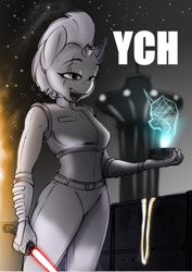 Size: 2480x3508 | Tagged: safe, artist:felixf, tempest shadow, anthro, g4, commission, high res, lightsaber, star wars, weapon, ych sketch, your character here
