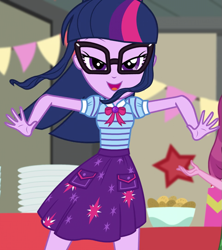 Size: 961x1080 | Tagged: safe, screencap, sci-twi, twilight sparkle, human, equestria girls, equestria girls specials, g4, my little pony equestria girls: better together, my little pony equestria girls: holidays unwrapped, the cider louse fools, cropped, solo focus