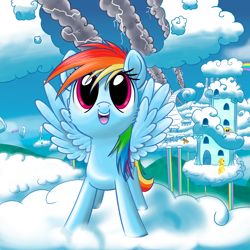 Size: 3000x3000 | Tagged: safe, artist:stellardust, derpy hooves, rainbow dash, rainbowshine, soarin', spitfire, sunshower raindrops, surprise, pegasus, pony, g4, adoraprise, cheek fluff, cloud, cloud house, cloudsdale, colt, cute, cutefire, dashabetes, derpabetes, female, filly, filly rainbow dash, flying, foal, high res, looking up, male, mare, on a cloud, open mouth, rainbowdorable, rainbowshine can fly, raindropbetes, sitting, soarinbetes, spread wings, sunshower raindrops can fly, trail, wings, younger