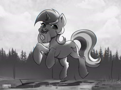 Size: 2732x2048 | Tagged: safe, artist:rottengotika, lyra heartstrings, pony, unicorn, g4, bag, food, forest, herbivore, high res, mouth hold, oats, outdoors, paper bag, solo, that pony sure does love oats