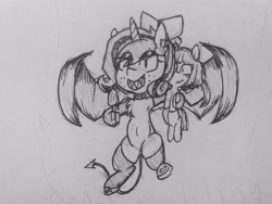 Size: 4128x3096 | Tagged: safe, artist:cherro, oc, oc only, oc:lilith, succubus, succubus pony, food, ice cream, solo, succubus oc, traditional art, wings