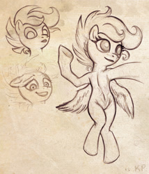 Size: 855x1000 | Tagged: safe, artist:kp-shadowsquirrel, scootaloo, pegasus, pony, g4, female, filly, foal, sketch