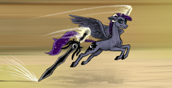 Size: 2331x1202 | Tagged: safe, artist:necromarecy, princess luna, alicorn, pony, g4, magic, solo, sword, telekinesis, weapon