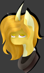 Size: 1543x2577 | Tagged: safe, artist:thecommandermiky, pony, unicorn, bust, lanabeniko, ponified, simple background, solo, swtor charater