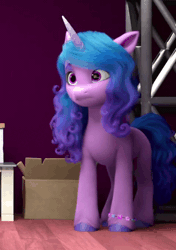 Size: 480x680 | Tagged: safe, screencap, izzy moonbow, pony, unicorn, g5, my little pony: make your mark, my little pony: make your mark chapter 1, spoiler:my little pony: make your mark, animated, cropped, cute, ear flick, female, gif, i watch it for the ears, izzybetes, mare, smiling, solo