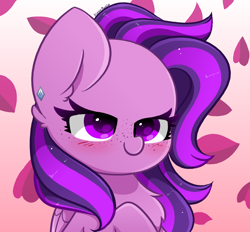 Size: 2800x2600 | Tagged: safe, artist:kittyrosie, oc, oc only, oc:eclipsia, pegasus, pony, blushing, chest fluff, cute, ear piercing, earring, freckles, high res, jewelry, kittyrosie is trying to murder us, lidded eyes, necktie, ocbetes, pegasus oc, piercing, solo