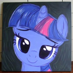 Size: 2000x2000 | Tagged: safe, artist:kp-shadowsquirrel, twilight sparkle, pony, g4, the ticket master, acrylic painting, bedroom eyes, bust, high res, looking at you, portrait, smiling, solo, traditional art