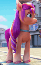 Size: 480x750 | Tagged: safe, screencap, sunny starscout, earth pony, pony, g5, my little pony: make your mark, my little pony: make your mark chapter 1, spoiler:my little pony: make your mark, animated, cropped, cute, ear flick, female, gif, i watch it for the ears, mane stripe sunny, mare, microphone, sunnybetes