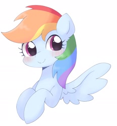 Size: 1658x1790 | Tagged: safe, artist:ginmaruxx, rainbow dash, pegasus, pony, g4, blushing, cute, dashabetes, female, mare, simple background, smiling, solo, spread wings, white background, wings
