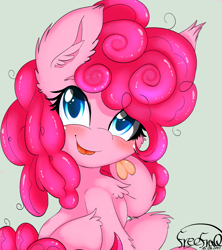 Size: 2218x2500 | Tagged: safe, artist:freefraq, pinkie pie, earth pony, pony, cute, diapinkes, ear fluff, female, filly, filly pinkie pie, foal, solo, tongue out, younger
