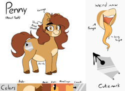 Size: 2248x1637 | Tagged: safe, artist:somefrigginnerd, oc, oc only, oc:pencil test, earth pony, pony, succubus, chubby, colored hooves, cute, cute little fangs, cutie mark, ear piercing, earring, earth pony oc, fangs, fat, female, freckles, jewelry, long tongue, maw, mawshot, open mouth, pen, piercing, reference, reference sheet, solo, thick eyebrows, tongue out, unshorn fetlocks