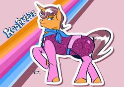 Size: 992x699 | Tagged: safe, artist:traupa, oc, oc only, pony, unicorn, clothes, horn, looking at you, unicorn oc