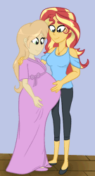 Size: 2174x4012 | Tagged: safe, artist:chelseawest, sunset shimmer, oc, oc:phoenix dawn, human, equestria girls, g4, animated, clothes, dress, female, fetus, hand on belly, magic, magic aura, mama sunset, mother and child, mother and daughter, offspring, offspring shipping, parent:sunset shimmer, pregnant, x-ray