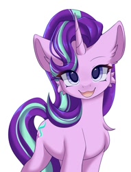 Size: 802x1048 | Tagged: safe, artist:distant_sound_, starlight glimmer, pony, unicorn, g4, :3, cheek fluff, chest fluff, cute, glimmerbetes, open mouth, simple background, solo, white background