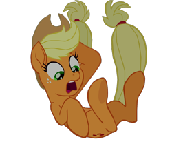 Size: 1280x1087 | Tagged: safe, artist:benpictures1, applejack, earth pony, pony, g4, my little pony: the movie, applejack's hat, cowboy hat, cute, falling, female, frog (hoof), hat, inkscape, jackabetes, mare, open mouth, simple background, transparent background, underhoof, vector