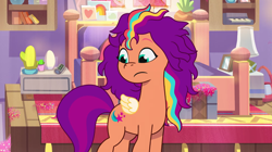 Size: 3500x1953 | Tagged: safe, screencap, sunny starscout, alicorn, earth pony, pony, alicorn issues, g5, my little pony: tell your tale, spoiler:g5, spoiler:my little pony: tell your tale, spoiler:tyts01e14, bed mane, female, mane stripe sunny, mare, messy mane, race swap, small wings, sunnycorn, wings