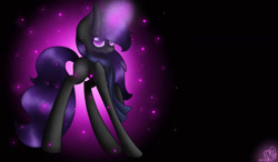 Size: 1280x750 | Tagged: safe, artist:prettyshinegp, oc, oc only, pony, unicorn, female, glowing, glowing horn, horn, mare, signature, solo, unicorn oc