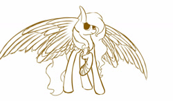 Size: 1280x750 | Tagged: safe, artist:prettyshinegp, oc, oc only, pegasus, pony, female, lineart, mare, pegasus oc, raised hoof, simple background, solo, white background