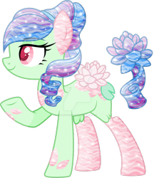 Size: 1024x1186 | Tagged: safe, artist:s-aiitochan, oc, oc only, aqua equos, earth pony, original species, pony, base used, closed species, flower, lilypad, lotus (flower), simple background, solo, transparent background
